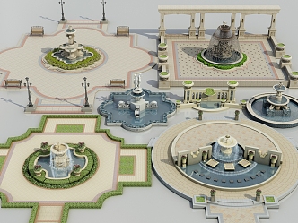 European-style fountain 3d model