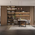 Stylish Dining Table Set with White Tabletop Black Legs Grey Chairs and Wooden Wall Decor