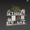 Minimalist Decorative Ornament Set With Vases Books Dried Flowers Sculptures And Shelf Artworks