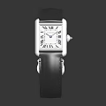 Elegant Fashion Watch With Black Leather Strap And Square White Dial