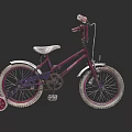 Purple And White Kids Bicycle With Training Wheels And White Seat