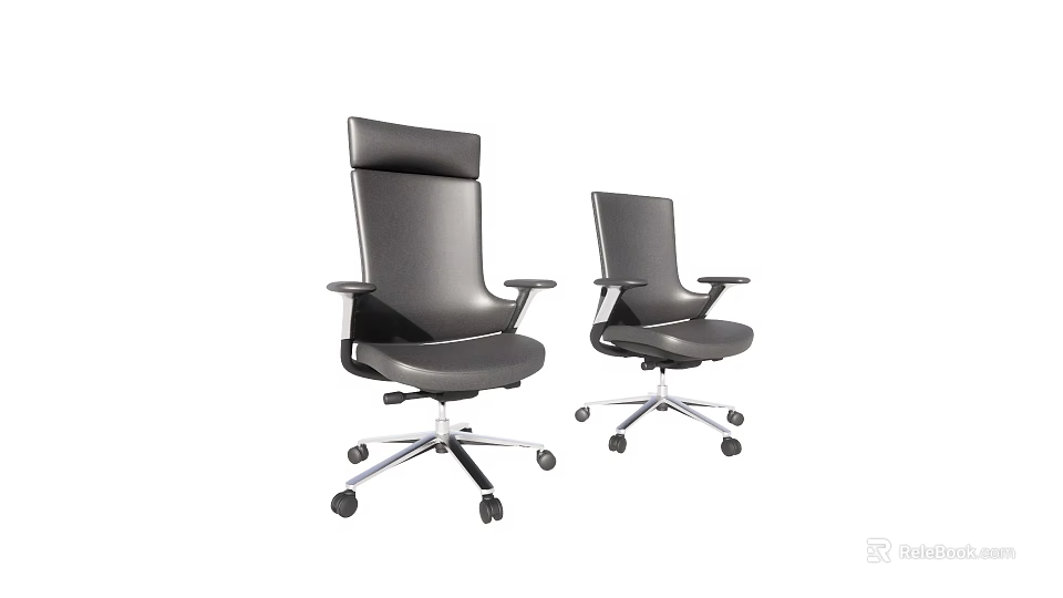 Black High Back Office Chairs With Modern Design And Wheeled Casters 3d model 