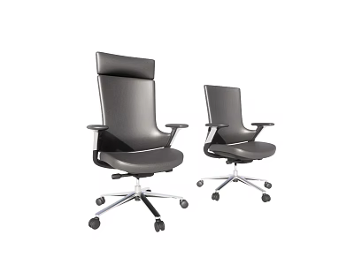 Black High Back Office Chairs With Modern Design And Wheeled Casters 3d model