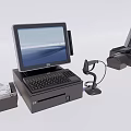 Modern Commercial POS Equipment With Touchscreen Monitor Keyboard Barcode Scanner And Receipt Printer