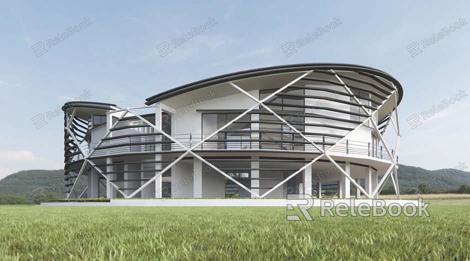 Round small villa Modern single-family villa 3d model 