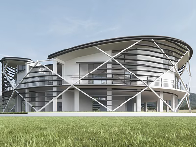 Round small villa Modern single-family villa 3d model