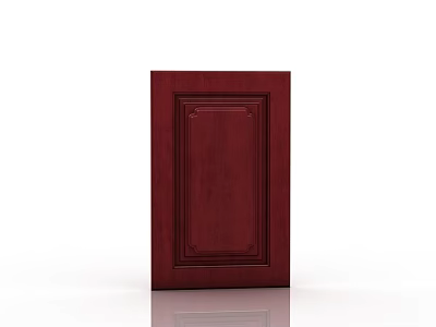 Dark Red Wooden Swing Door With Elegant Decorative Panel Design 3d model