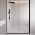 Modern Shower Sauna Interior With Glass Door Minimalist Design White Walls And Shower Head