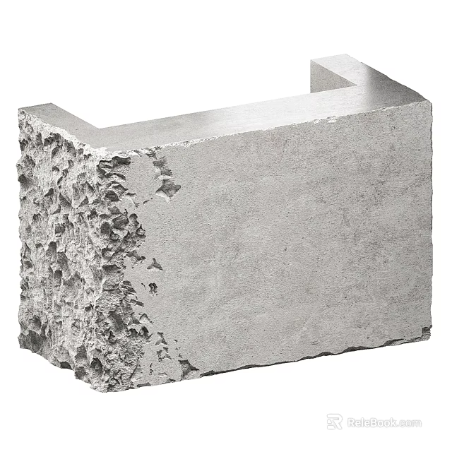 Modern Gray Concrete Reception Desk Design With Rough Textured Surface 3d model 