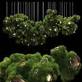Green Moss Decorated Chandelier With Metallic Accents And Warm Lighting Design
