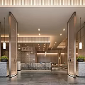 Elegant New Chinese Style Hotel Public Lounge With Warm Soft Lighting And Exquisite Marble Decoration