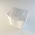 White Storage Bin With Green Cloth And Ventilated Sides For Home Organization