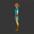 Game Character With Orange Hair Blue Tunic Yellow Sleeves Brown Belt And Orange Boots