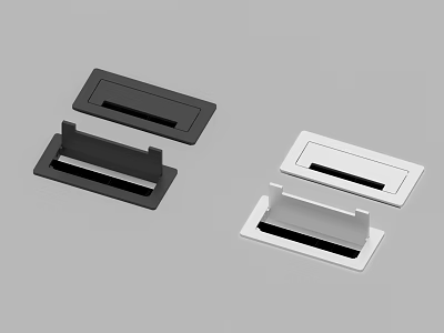 Sleek Modern Cabinet Handles with Black and White Finish and Recessed Design 3d model
