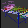 Industrial Equipment Conveyor Belt System With Hopper And Metal Frame