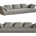 Modern Gray Fabric Multi-seat Sofa With Comfortable Cushions And Simple Design 3d model