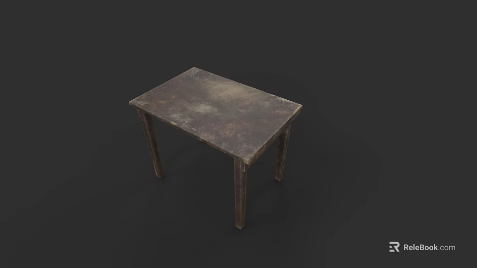 Simple Wooden Office Desk With Textured Surface For Home Study Room 3d model 