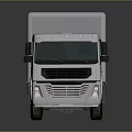 White Box Truck With Cab And Rectangular Cargo Container On Gray Background