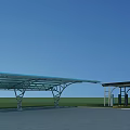 Modern Canopy With Glass Roof And Metal Frame For Outdoor Parking Area