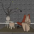 Modern Single Sofa Casual Table and Chair 3d model