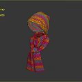 Colorful Striped Knitted Hooded Outfit With Vibrant Pattern And Unique Design