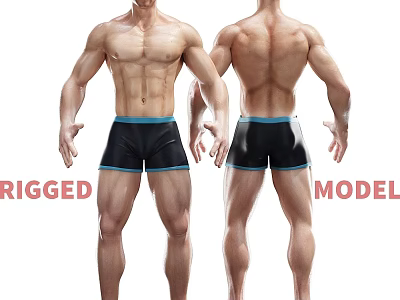 Toned Muscular Man Fitness Model Displaying Front And Back Physique 3d model