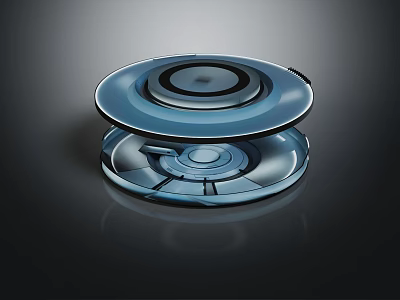 Blue Circular Double Layered Device With Smooth Surface And Reflective Base 3d model