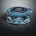 Blue Circular Double Layered Device With Smooth Surface And Reflective Base