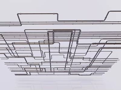 Dense Metal Pipes in Ceiling Industrial Structure With Interlaced Parallel Layout Complex Yet Orderly Design 3d model