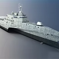 Advanced Modern Warship With Gray Hull Streamlined Design And Radar System 3d model