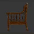 Vintage Wooden Bench With Woven Armrests Gray Fabric Backrest And Upholstered Seat