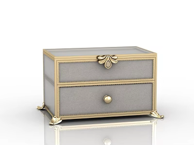 Ornamental Decor Set Featuring Golden Frame Gray Drawers Decorative Clasp and Elegant Pedestal Feet 3d model