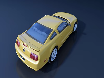 Yellow Sports Car Rear View With Shiny Exterior Two Doors And Silver Wheels 3d model