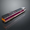 Modern Electric Train Yellow Front Purple White Body Black Roof Red Top Components