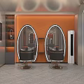 Modern Beauty Hair Salon Interior Design With Styling Chairs Round Mirrors And Moon Decor