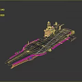 Detailed 3D Aircraft Carrier Model With Flight Deck And Tower Structure