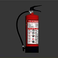 Red Fire Extinguisher With Hose And Instruction Label For Home Safety