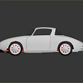 White Retro Sports Car With Streamlined Design Red Interior And Shiny Wheels