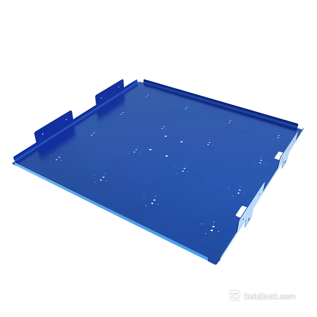 Blue Metal Storage Pallet With Perforated Surface And Side Brackets 3d model 
