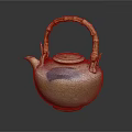 Handcrafted Ceramic Teapot With Bamboo Handle And Blue White Speckled Design For Daily Use