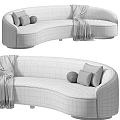 Luxury Upholstered Curved Double Seater Sofa With Throw Pillows And Plush Blanket For Cozy Living Room