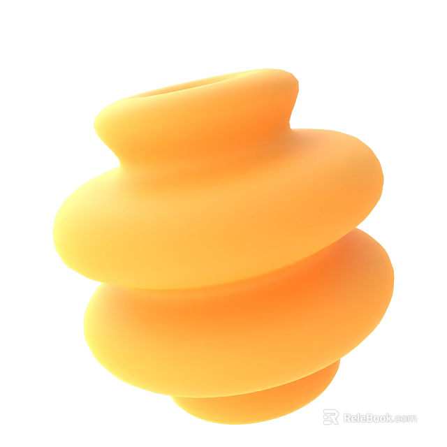 Modern Orange Spiral Layered Decorative Ornament Set With Rounded Home Decor Design 3d model 