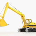 Yellow Excavator With Crawler Tracks And Bucket 3d model