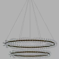 Modern Crystal Chandelier With Double Ring Design Hanging In Interior Space 3d model
