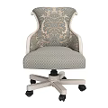 Elegant Patterned Leisure Chairs In Gray And Purple With Armrests And Casters