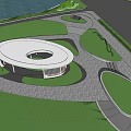 Scenic Park Landscape With Winding Paths Lush Green Trees Lawn And Pedestrians