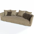 Modern Light Brown Fabric Two Seater Sofa With Dark Brown Cushions 3d model