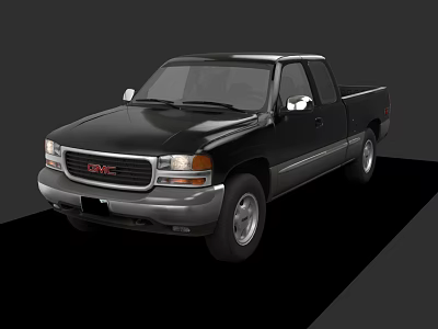 GMC Black Classic Two Door Pickup Truck With Standard Bed Design 3d model