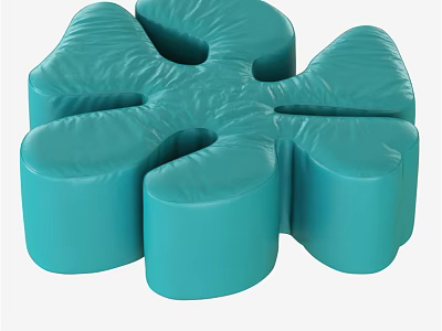 Turquoise Flower Shaped Sofa Stool With Modern Padded Smooth Surface Design 3d model