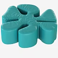 Turquoise Flower Shaped Sofa Stool With Modern Padded Smooth Surface Design